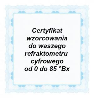 Foto: CAL-BRIX-85: Certyfikat wzorcowania do manualnego refraktometru cyfrowego wyposażonego w skalę Brixa w zakresie od 0 do max. 85 °Bx